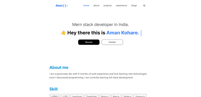 Aman kohare Portfolio